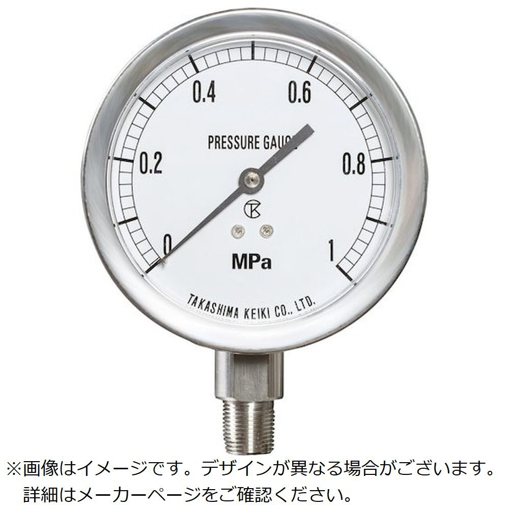 高島 密閉形圧力計（Ａ枠立型・φ１００）圧力レンジ０．０～１６ＭＰａ