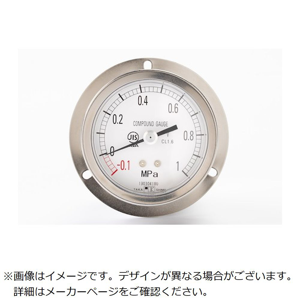 高島　密閉形圧力計（Ｄ枠埋込型・縁あり・φ７５）圧力レンジ０．０～０．１ＭＰａ　Ｇ３／８ 1125010