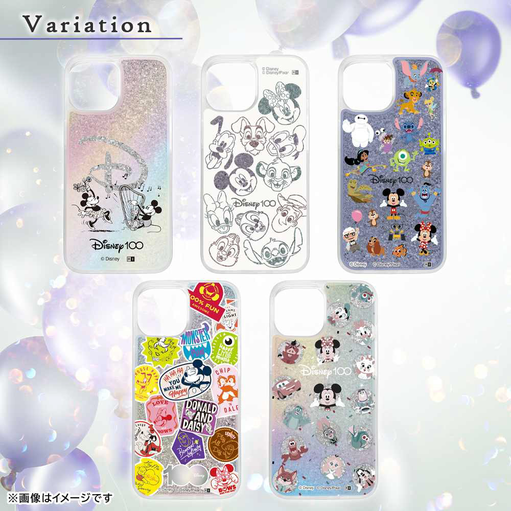 iPhone 15/14/13】ディズニー 100周年限定デザイン / ラメ