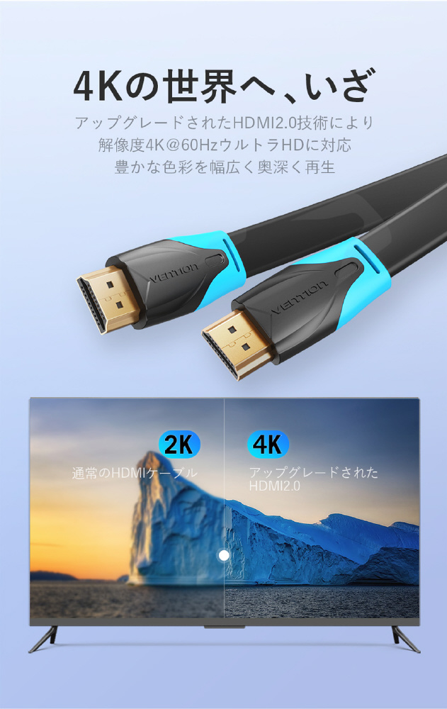 3m HDMIケーブル VA-0775 ［3m /HDMI⇔HDMI /フラットタイプ