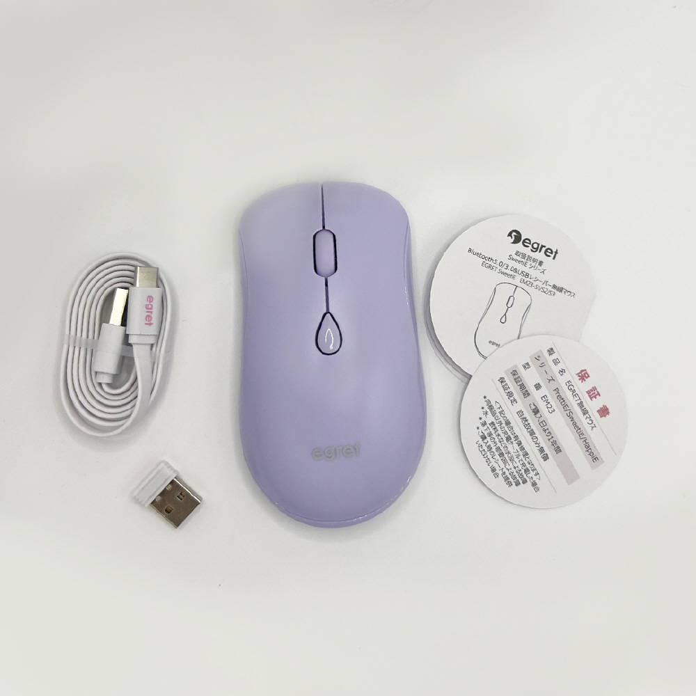 マウス 「SweetiE」EGRET(イーグレット) ラベンダーラテ EM23-S1 ［光学式 /無線(ワイヤレス) /6ボタン  /Bluetooth・USB］｜の通販はソフマップ[sofmap]