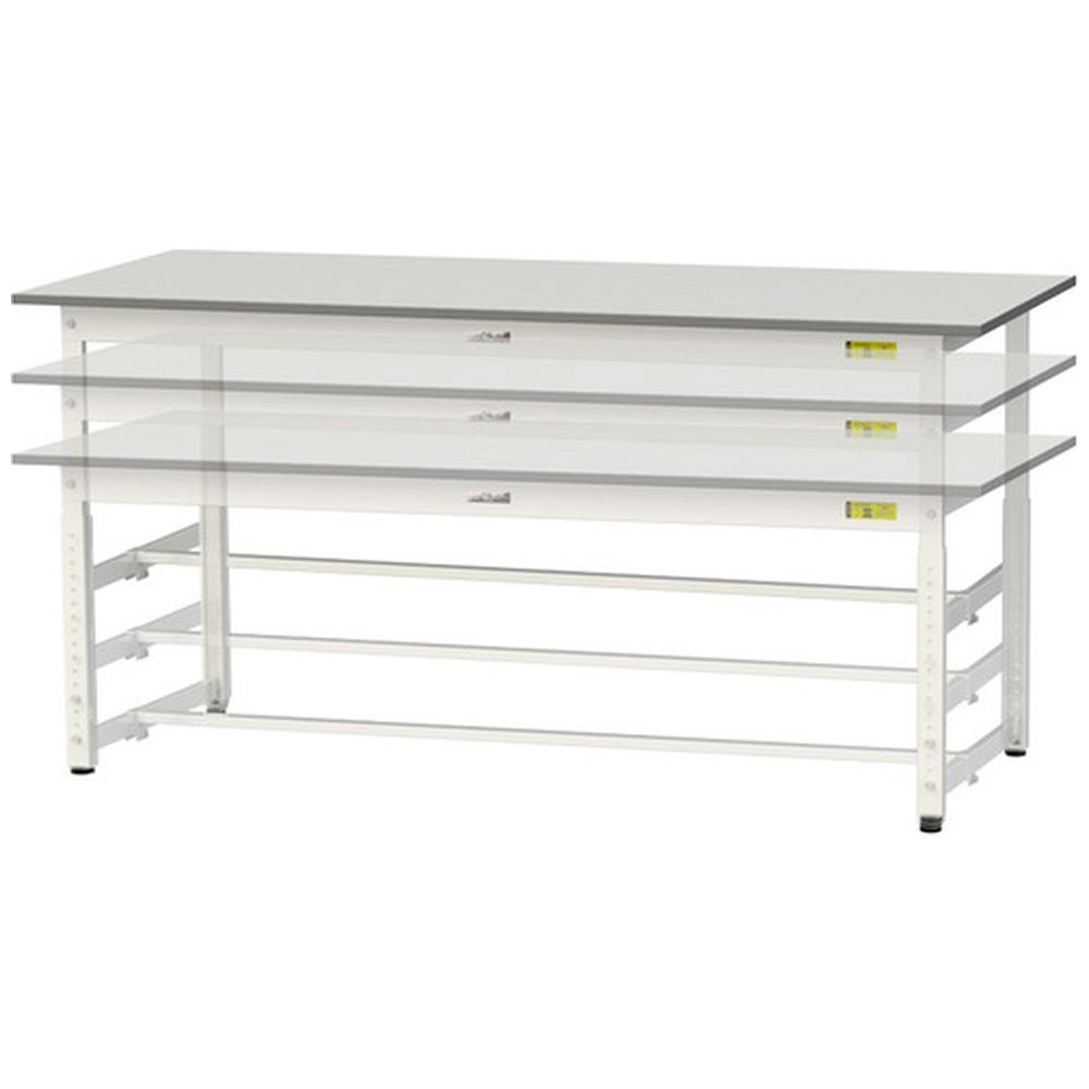 ワークテーブル150シリーズ 高さ調整タイプH900〜H1200mm 半面棚板付 山金工業 SUPAH-960T-WW (61-3741-71) : 山金工業 ワークテーブル150シリーズ 高さ調整タイプ