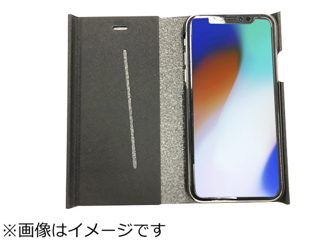 iPhoneX専用 手帳型 ラウンドブックケースブラック｜の通販は