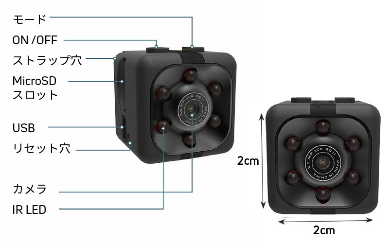 Gee Cube X1 フルHD超マイクロカメラ 1080P / 140°広角レンズ