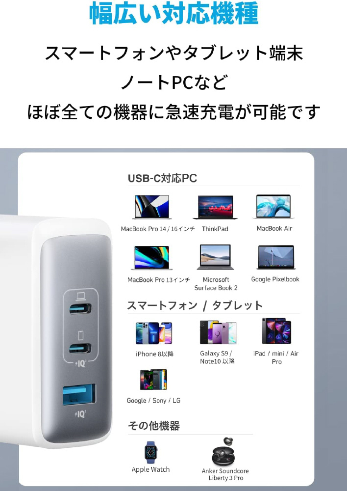 Anker 736 Charger (Nano ll 100W) ホワイト A2145N21 ［3ポート /USB