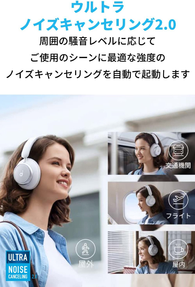 ブルートゥースヘッドホン Soundcore Space Q45 ホワイト A3040021 