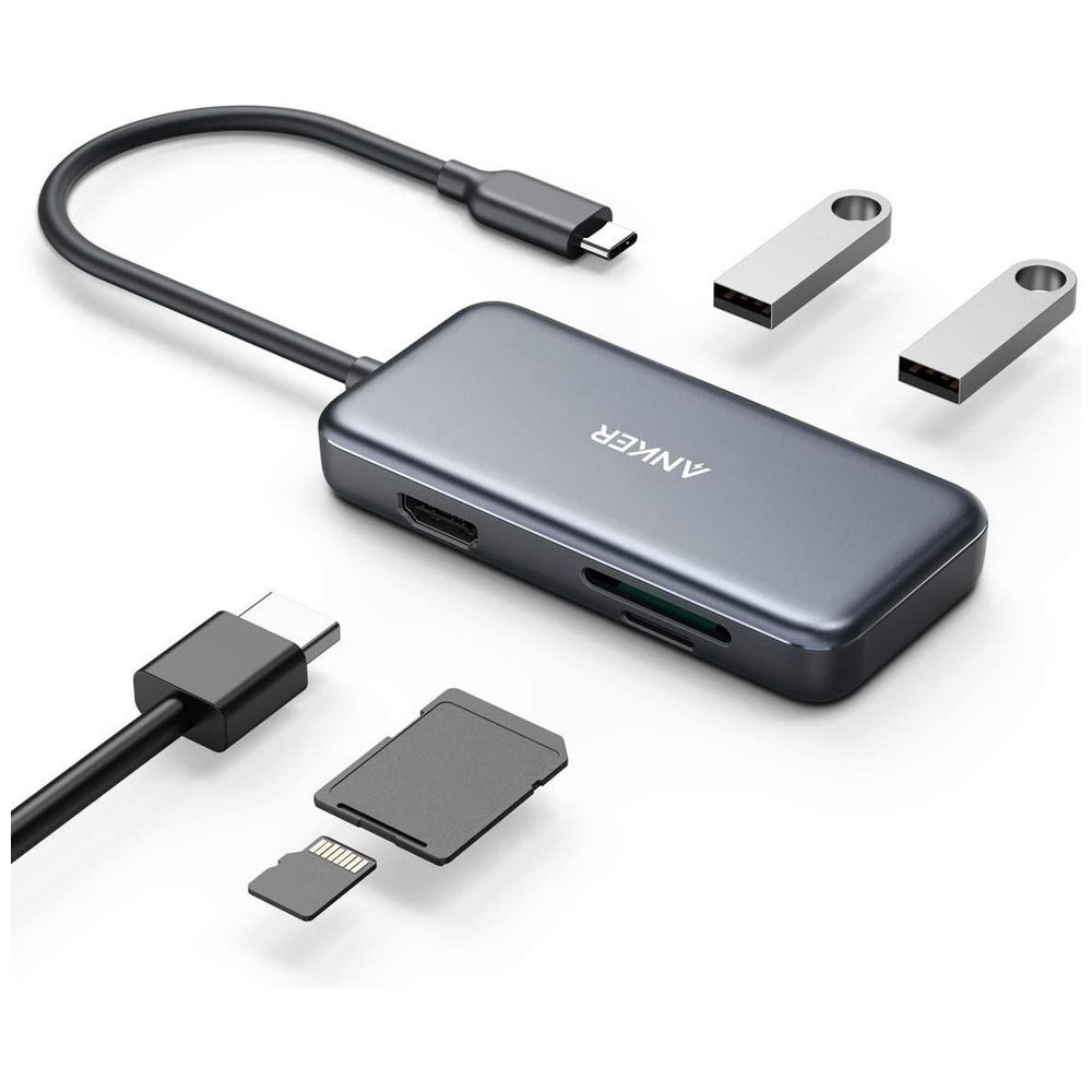 USB-C オス→メス カードスロットｘ2 HDMI USB-Aｘ2］ドッキングステーション グレー  A83340A2｜の通販はソフマップ[sofmap]
