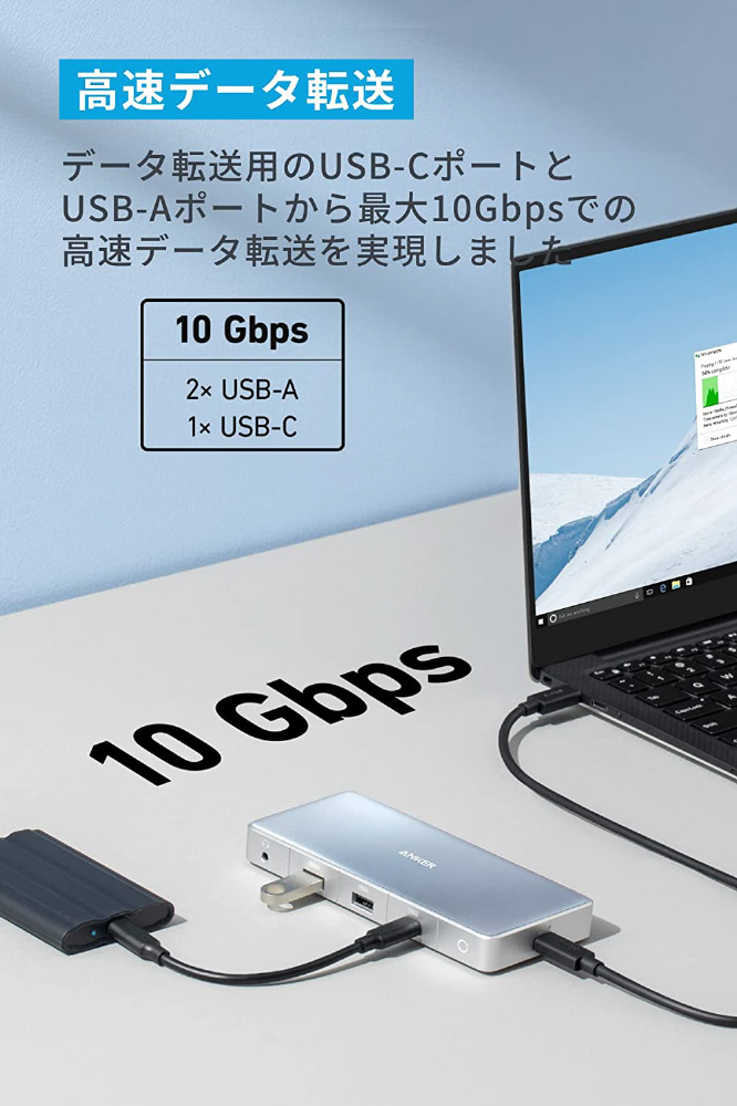［USB-C オス→メス カードスロットｘ2 / HDMIｘ2 / DisplayPort / LAN / φ3.5mm / USB-Aｘ2 /  USB-Cｘ2］USB PD対応 100W ドッキングステーション グレー A83A00A1 ［USB Power Delivery対応］
