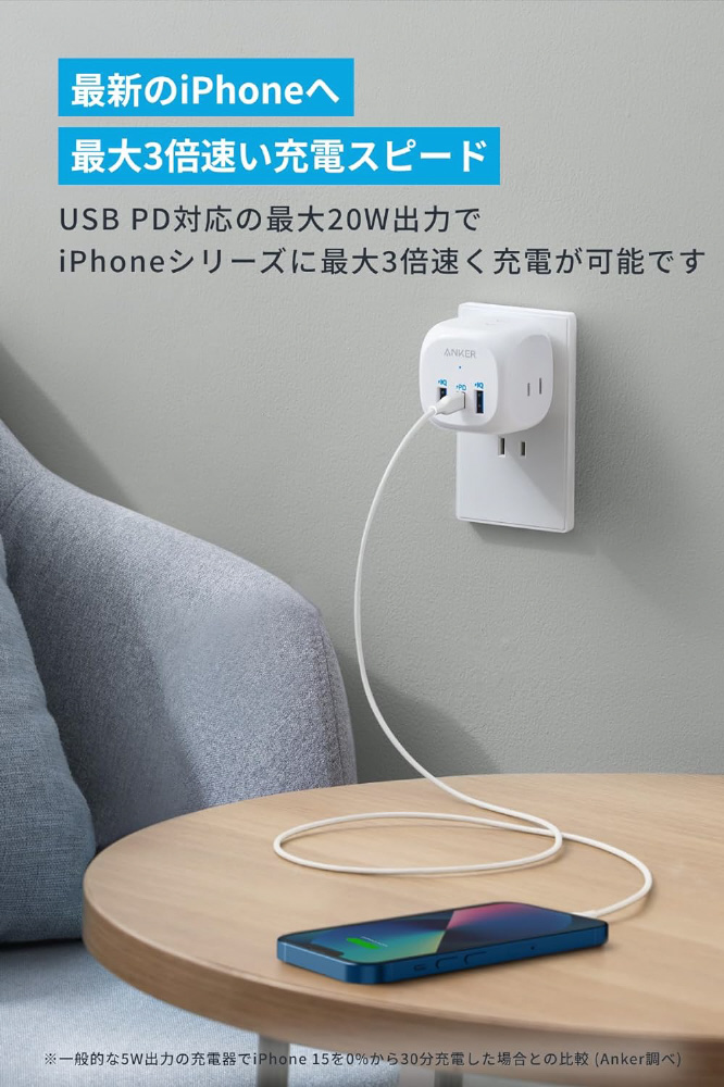 電源タップ Anker PowerExtend(6-in-1) ホワイト A9231524 ［直挿し /3