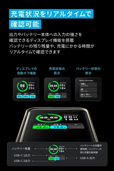 モバイルバッテリー Anker Prime Power Bank (20000mAh、200W