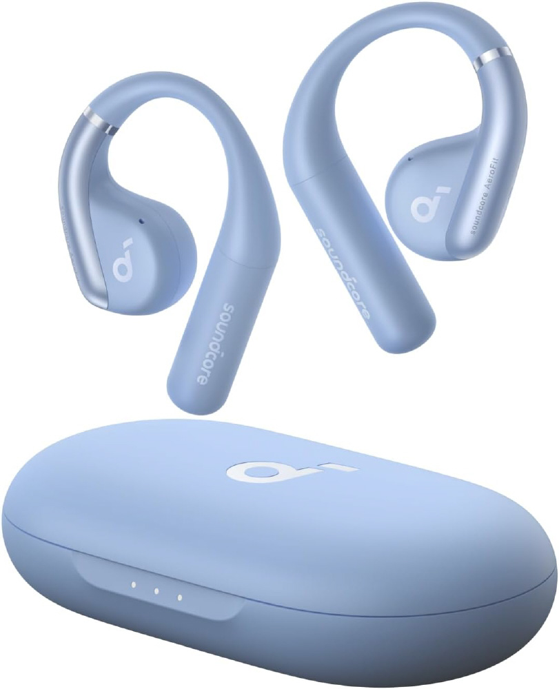 完全ワイヤレスイヤホン Soundcore AeroFit グレイッシュブルー