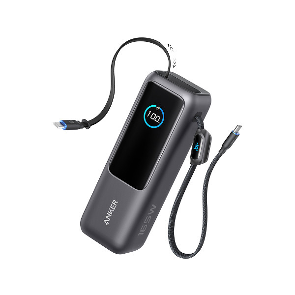 Anker Power Bank (25000mAh Built-In & 巻取り式USB-Cケーブル