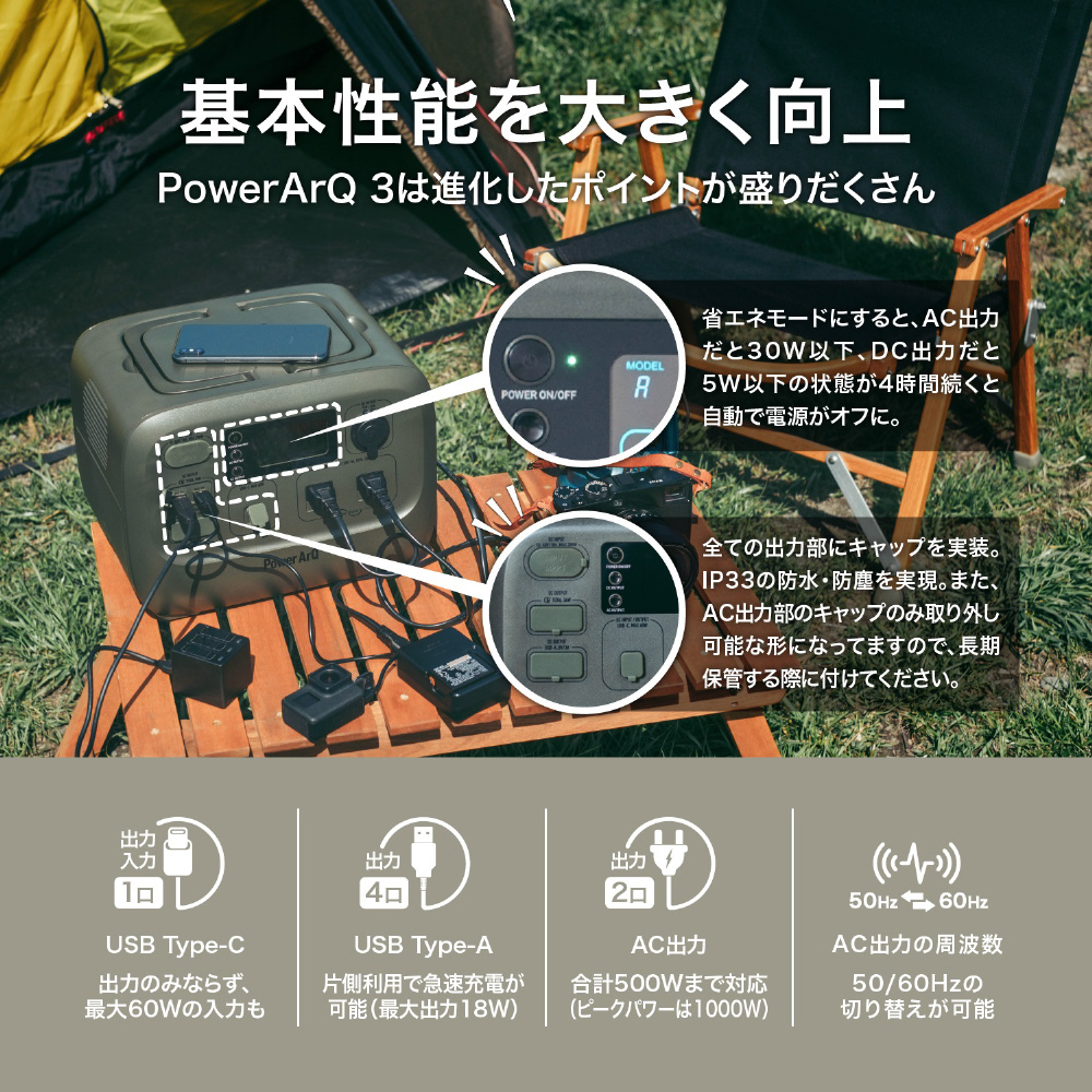 バッテリー交換式 ポータブル電源 PowerArQ 555Wh 蓄電池 大容量 ポータブルバッテリー パワーアーク （レッド）  PA50-RD｜の通販はソフマップ[sofmap]