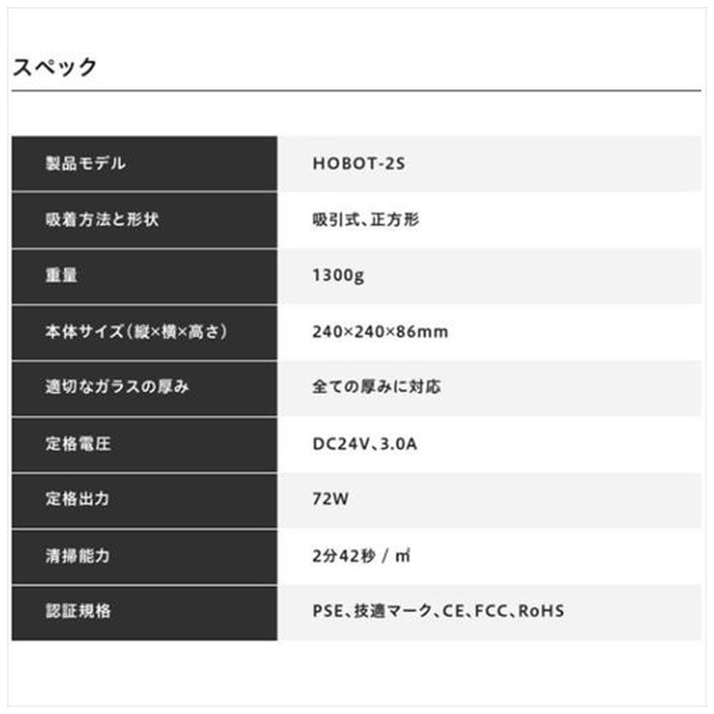 全自動窓掃除ロボット ホワイト HOBOT-2S [拭くタイプ（水拭き・乾拭き