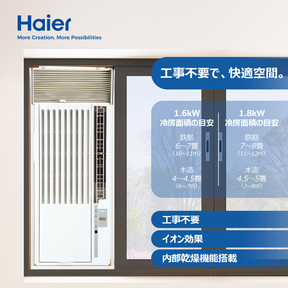Haier 窓用エアコン ホワイト Haier窓用エアコン ホワイト