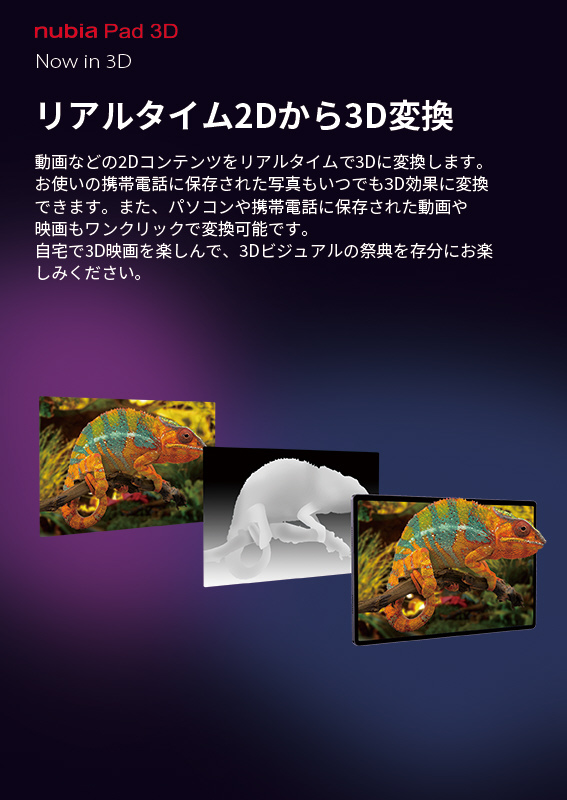 nubia Pad 3D LPD-20W 裸眼3Dタブレット 3D変換[解像度：2560×1600 /Wi