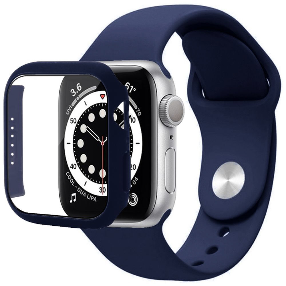 Apple Watch 41mm シンプルモノカラー 強化ガラス付カバー＆バンド ネイビー  JGWSSCW7S-NV｜の通販はソフマップ[sofmap]