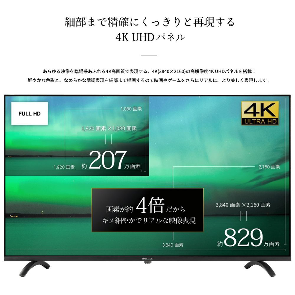 PCモニター DMM.make 4K DISPLAY DKS-4K55DG4 ［55型 /4K(3840×2160） /ワイド］