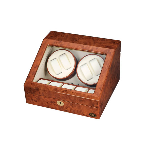ローテンシュガラー 木製4連ワインディングマシーン ケース 茶 ブラウン ■SH