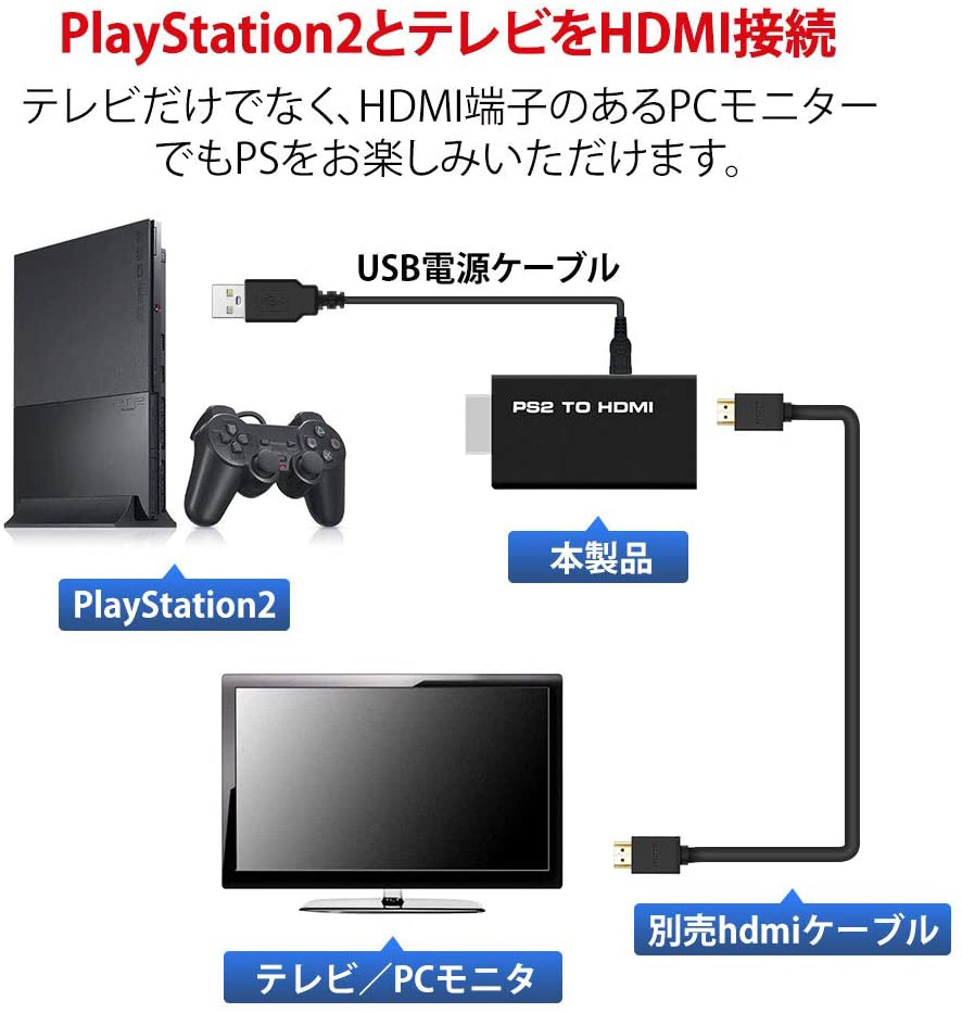 ☆超目玉】 PS2 to HDMI 接続コネクタ 変換 アダプター 879
