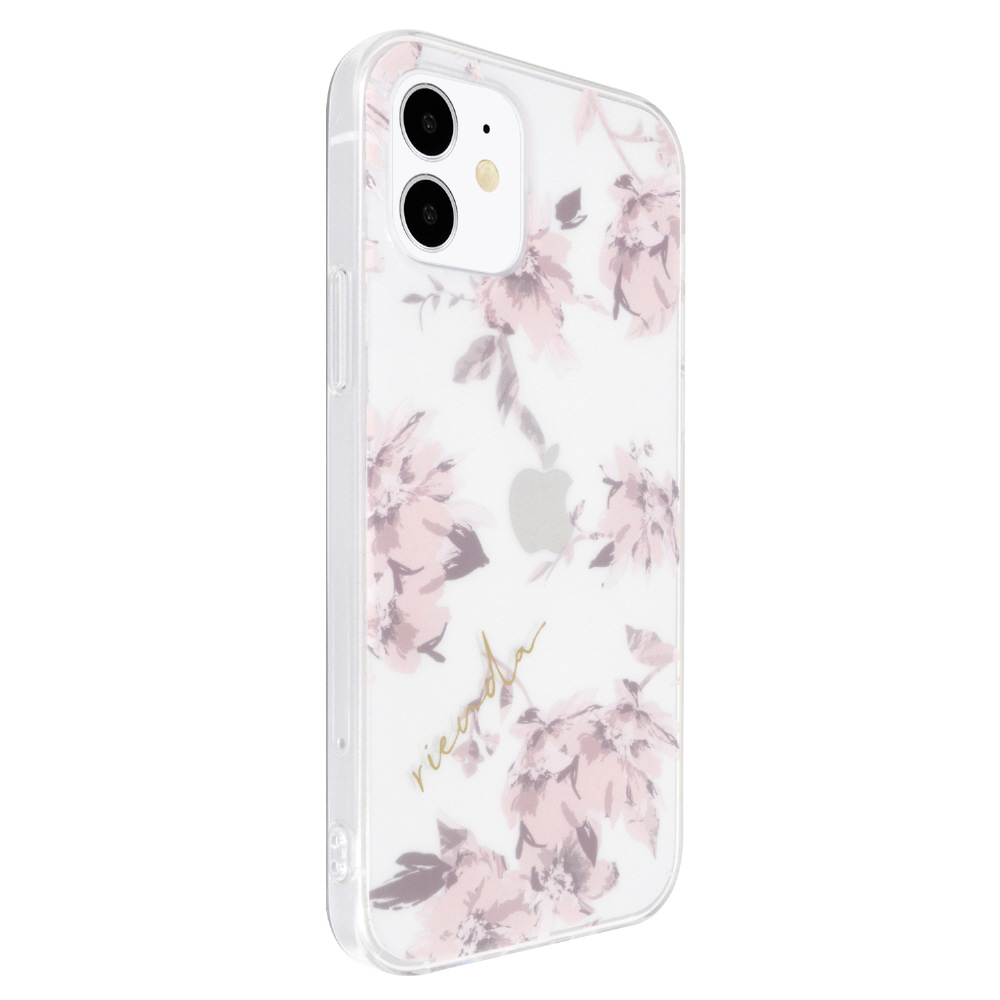 iPhone 12 mini rienda[TPUクリアケース/Fall Flower/ベビーピンク] md