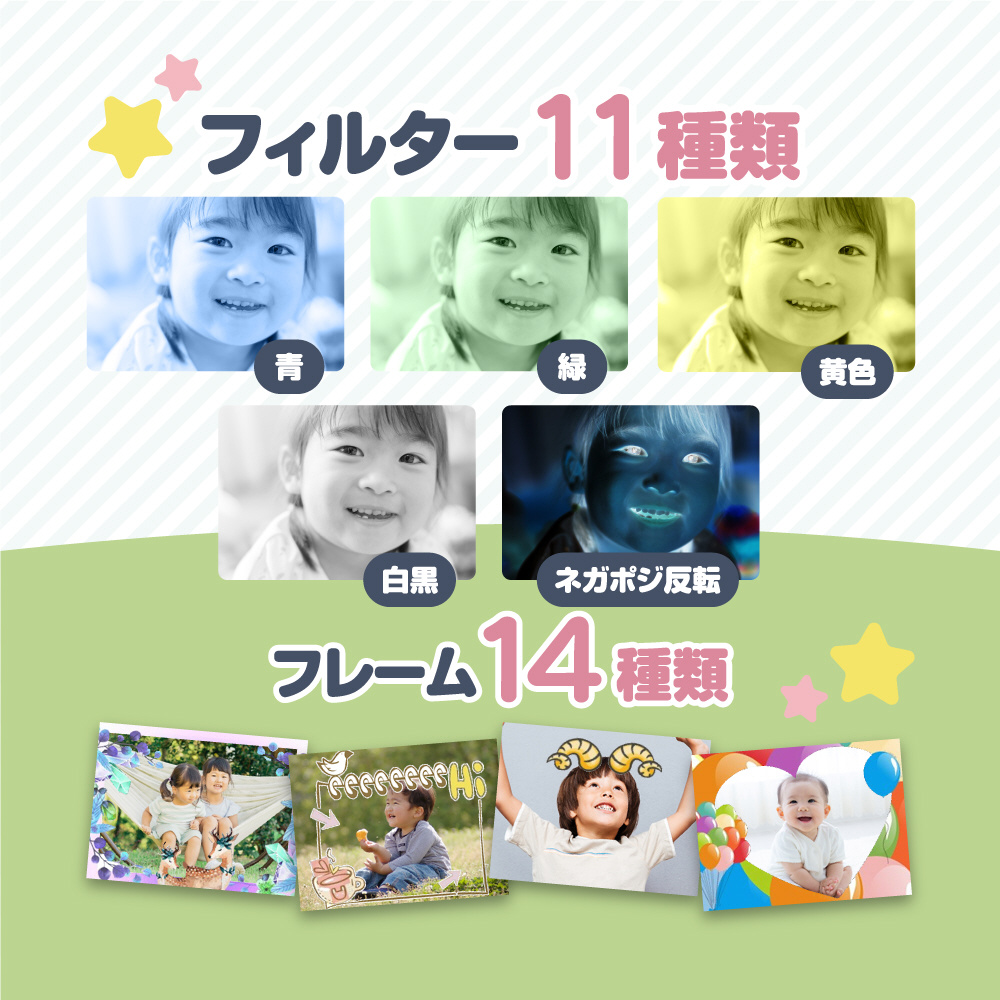 自撮り棒にもなる便利な三脚付きキッズカメラ Bluemake グリーン TT