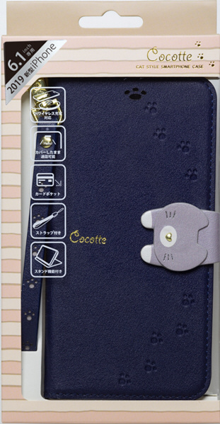 iPhone 11 6.1インチ 専用手帳型ケース Cocotte Navy iP19_61-COT06