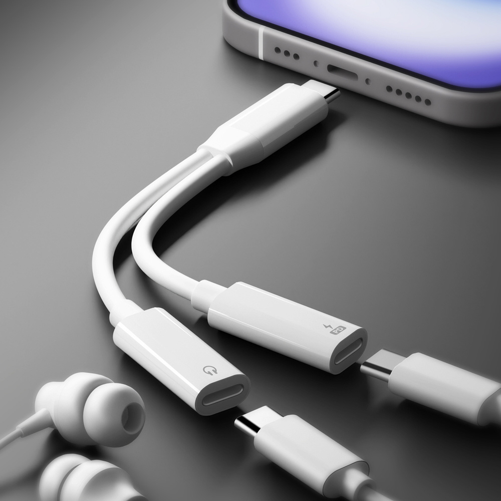 USB-C充電ポート付 USB-C to USB-C イヤホン変換アダプタ Premium