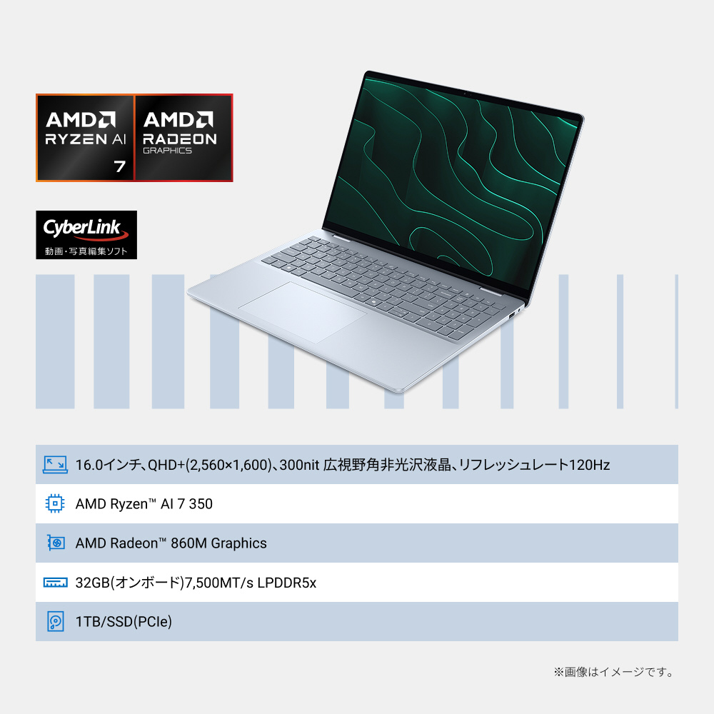 ノートパソコン Dell 16 Plus(DB16255) アイスブルー NCL76-FWM3C｜の