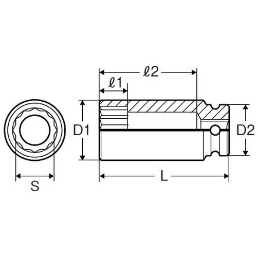 P4ML-8 1/2インチインパクトレンチ用ソケットL (12角) 8mm｜の通販は