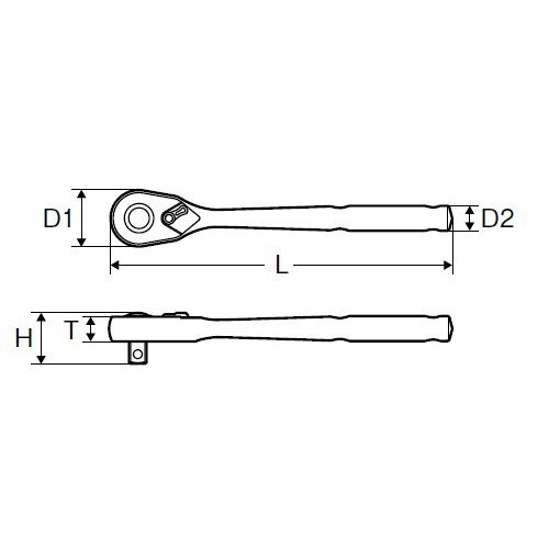 3RH200RG 3/8インチ ラチェットハンドル プッシュリリース凸 200mm