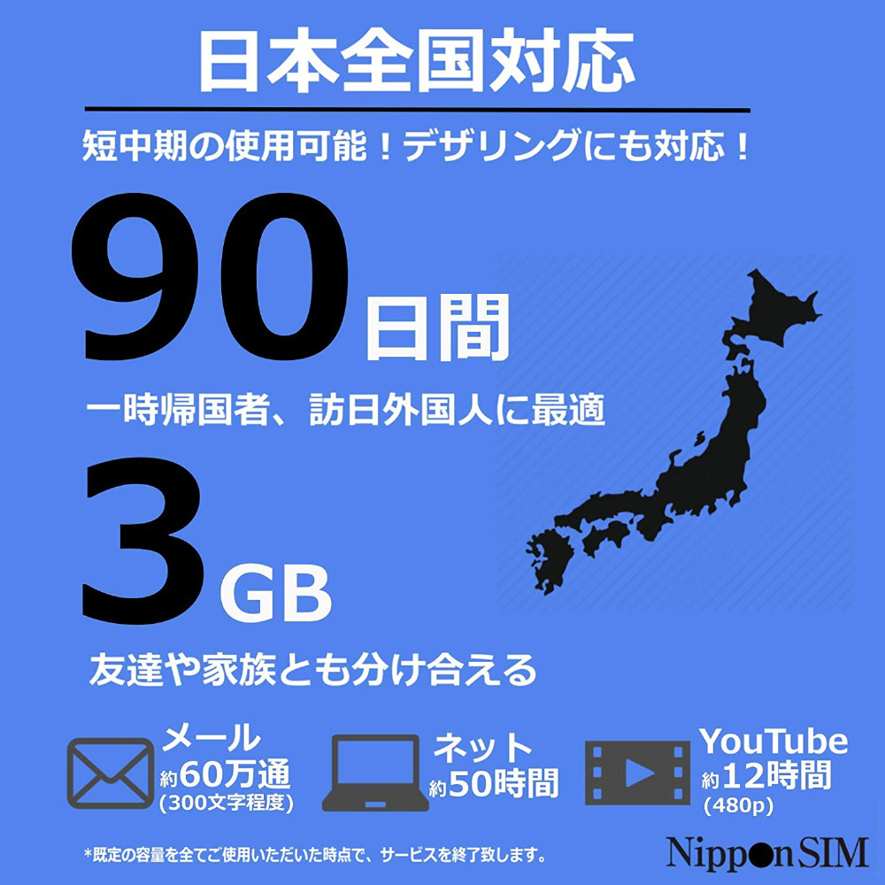Amazon.co.jp: プリペイドSIM 日本 3GB 月 SMS認証可能 最大 ...