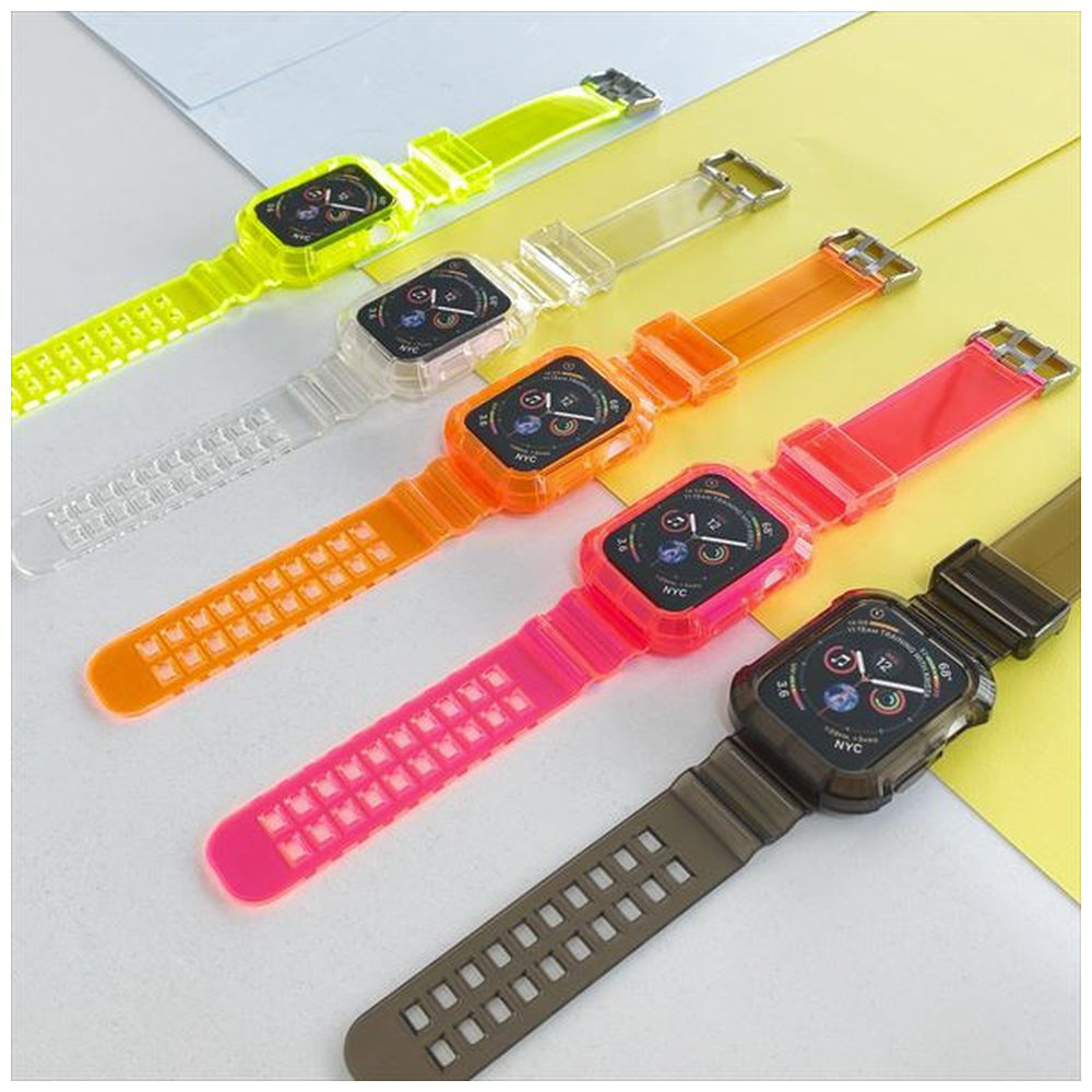 透明シリコンバンド レザルタ for Apple Watch 45mm オレンジ