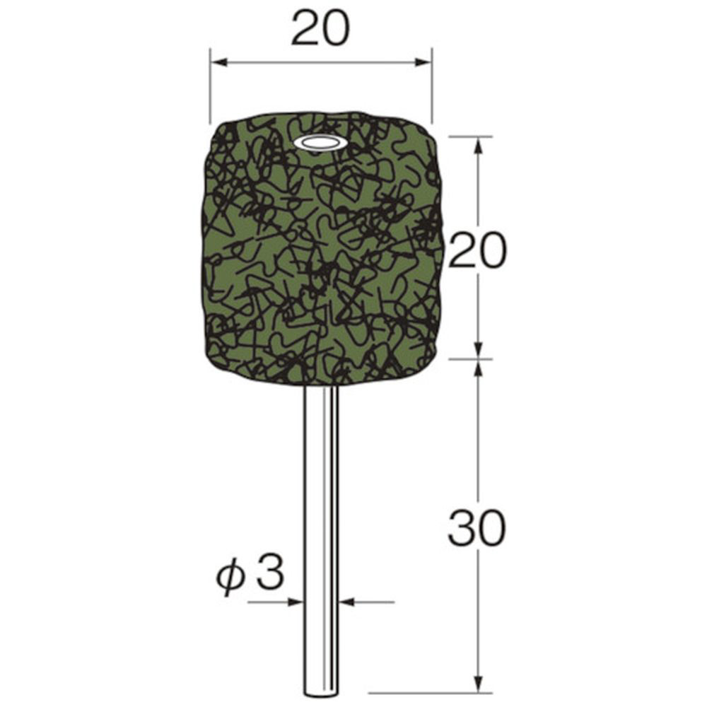 リューター スポンジサンダー外径（mm）： 20粒度（＃）： 400軸長（mm