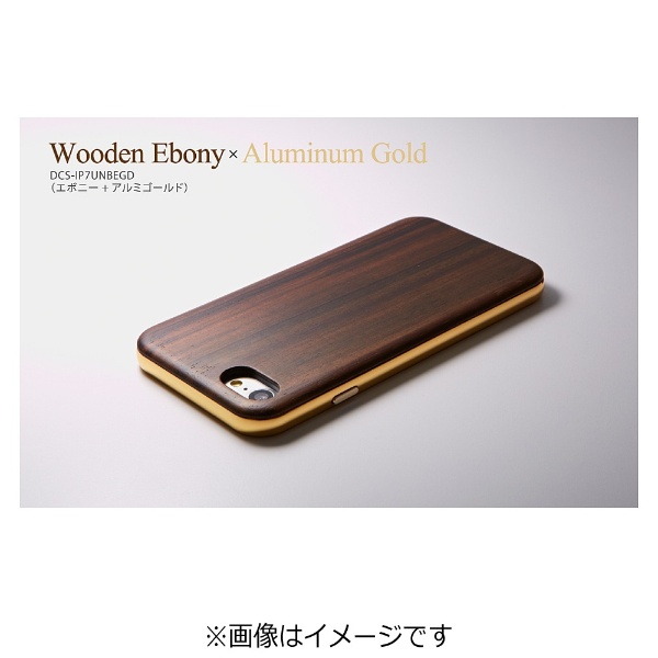 iPhone 7用 HYBRID Case UNIO Wooden エボニー＋アルミゴールド DCS