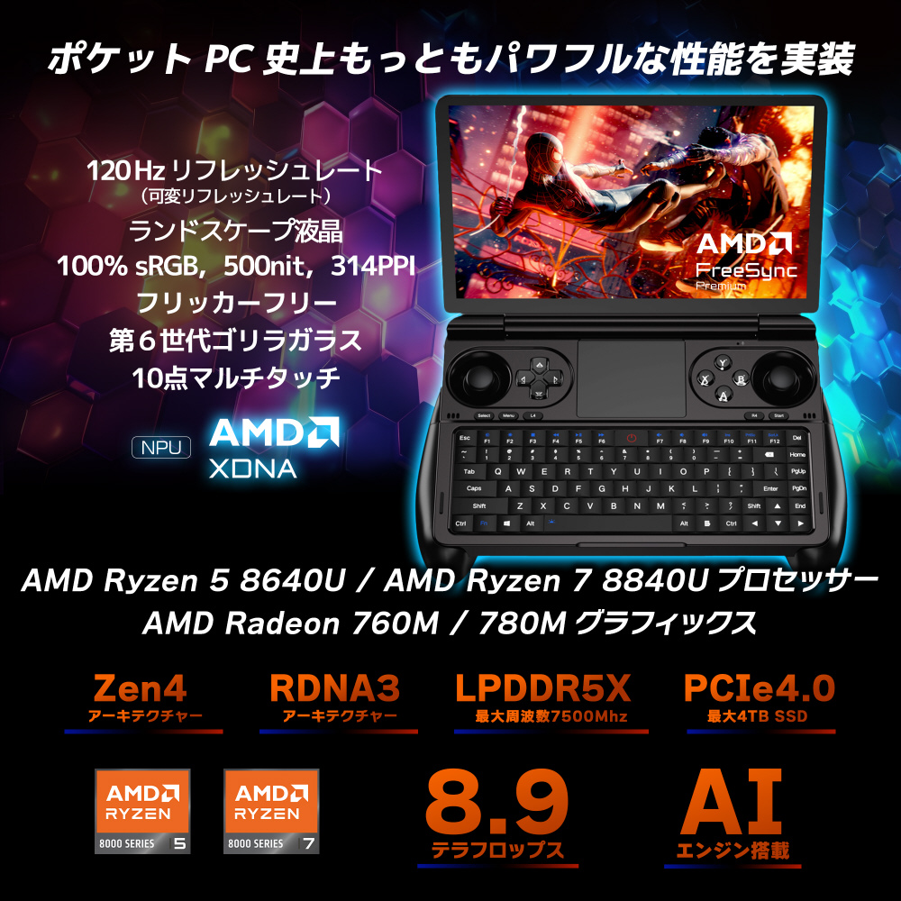 GPDWINMINI-24-3210R ポータブルゲーミングPC GPD WIN Mini 2024 ［7.0