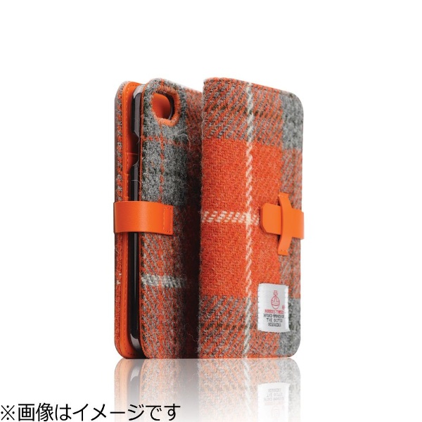 iPhone 7用　Harris Tweed Diary　オレンジ×グレー　SLG Design SD8119i7