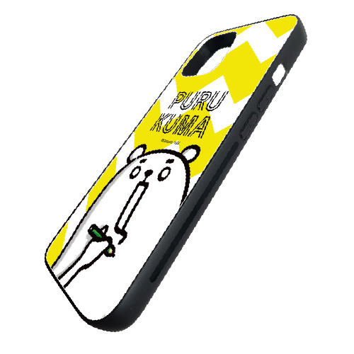 iPhone 13 mini LINEスタンプ こっころ ガラスハイブリッド B. ぷるくまさん_イエロー