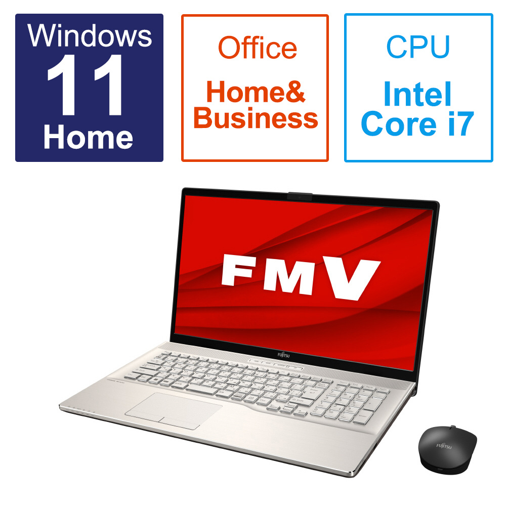 送料無料（沖縄配送） FUJITSU LIFEBOOK NH90/H1 シャンパンゴールド  (Corei7-12700H/16GB/SSD・512GB/Blu-ray/Win11Home64/Office Home ＆Business  2021(個人向け)/17.3型) FMVN90H1G