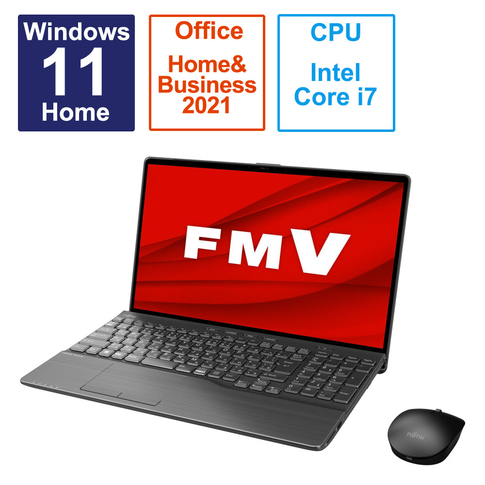 ノートパソコン FMV LIFEBOOK AH77/H2 ブライトブラック FMVA77H2B ［15.6型 /Windows11 Home  /intel Core i7 /メモリ：16GB /SSD：512GB /Office HomeandBusiness /日本語版キーボード ...