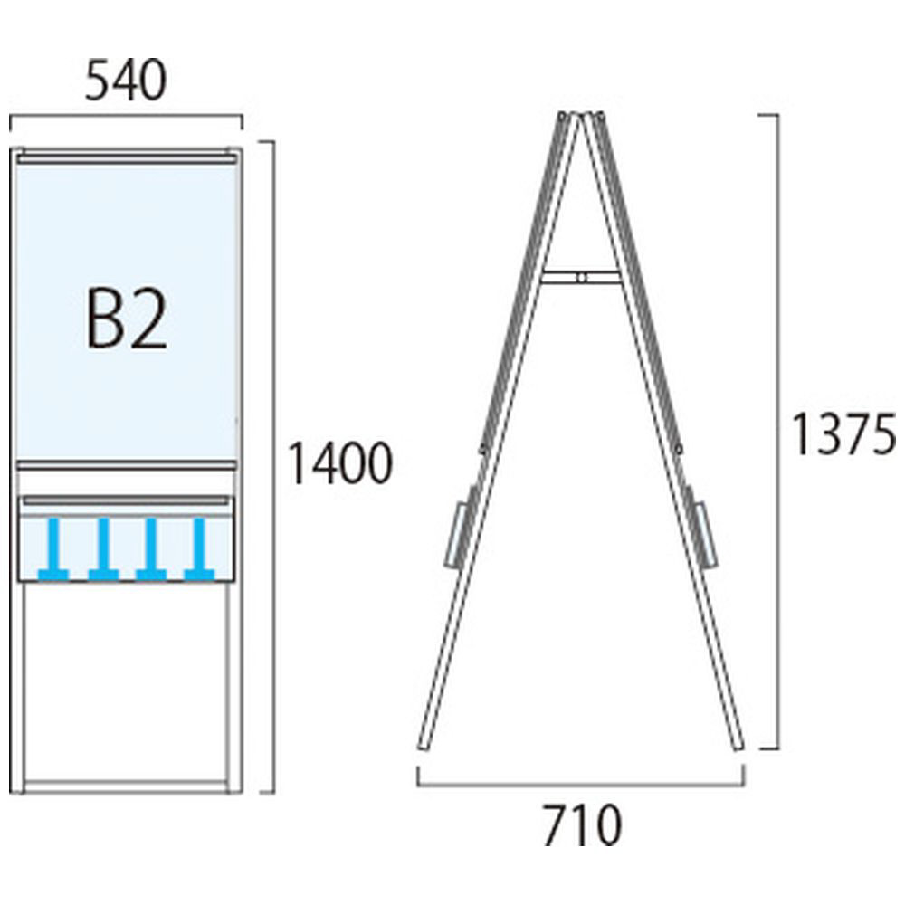 ブラックパンフレットケーススタンド看板 両面 ポスター上 B2 BPCSKU