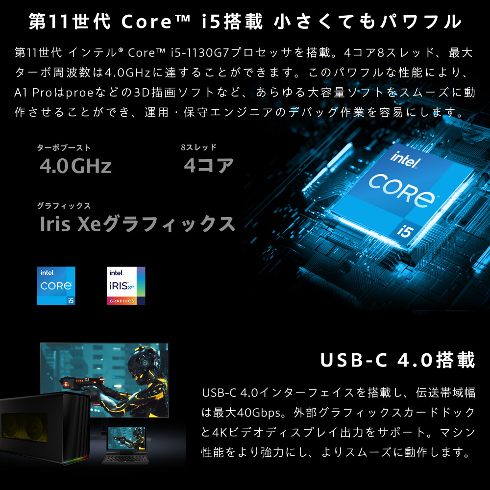 ノートパソコン A1 Pro ブラック ONEA1JP5-B5R ［7.0型 /Windows11 Home /intel Core i5  /メモリ：16GB /SSD：512GB /無し /日本語版キーボード /2022年1月モデル］｜の通販はソフマップ[sofmap]