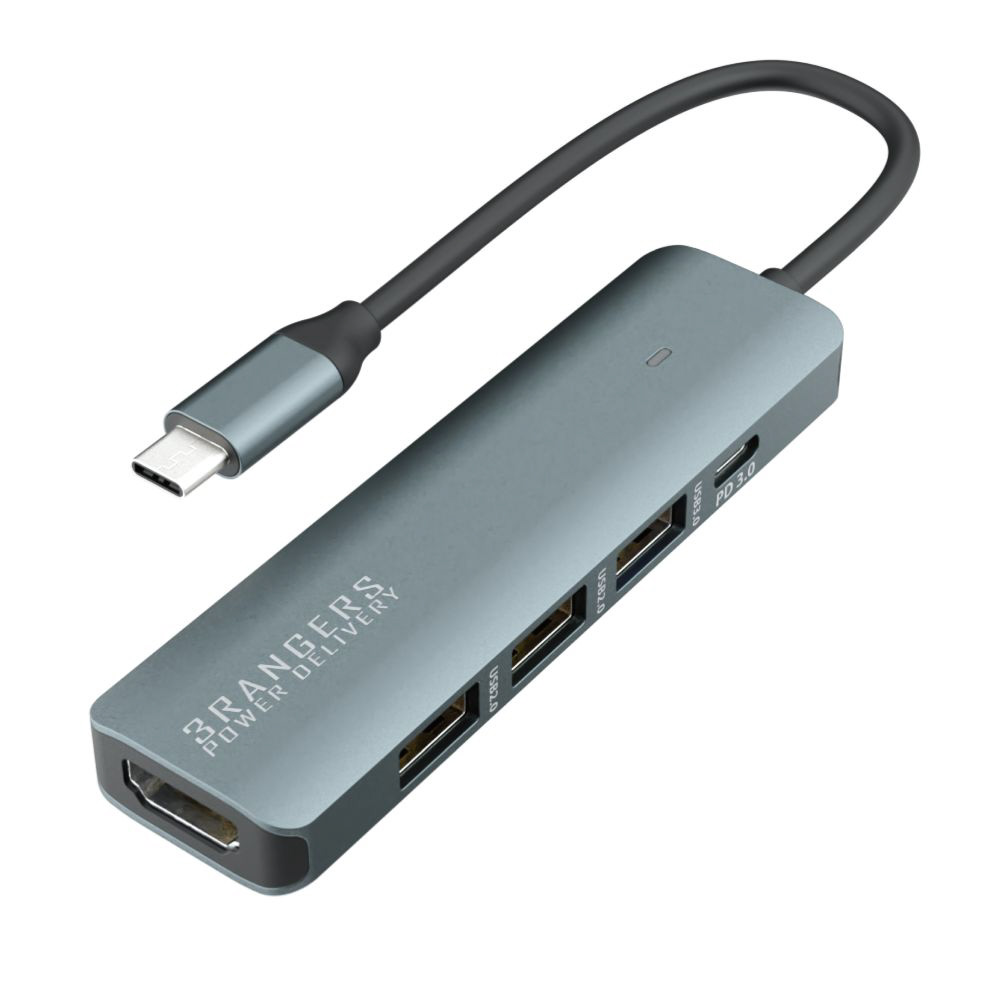 [USB-C オス→メス HDMI /USB-Aｘ3＋USB-Cメス給電 /USB Power Delivery対応 /100W] 4K対応(Mac/Windows11対応) シルバー
