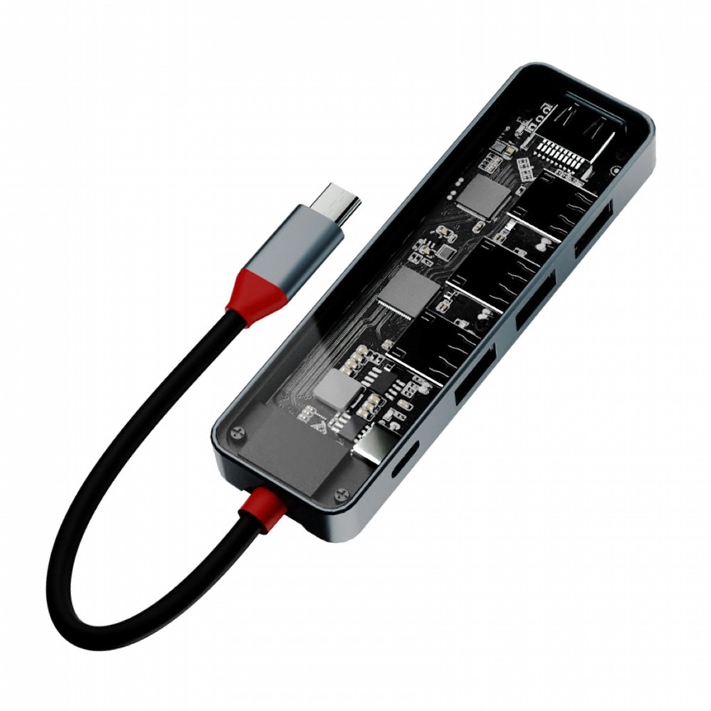 TypeC マルチアダプター SEE-THROUGH 6 [USB3.0x3 / USB2.0 x1 / TypeC