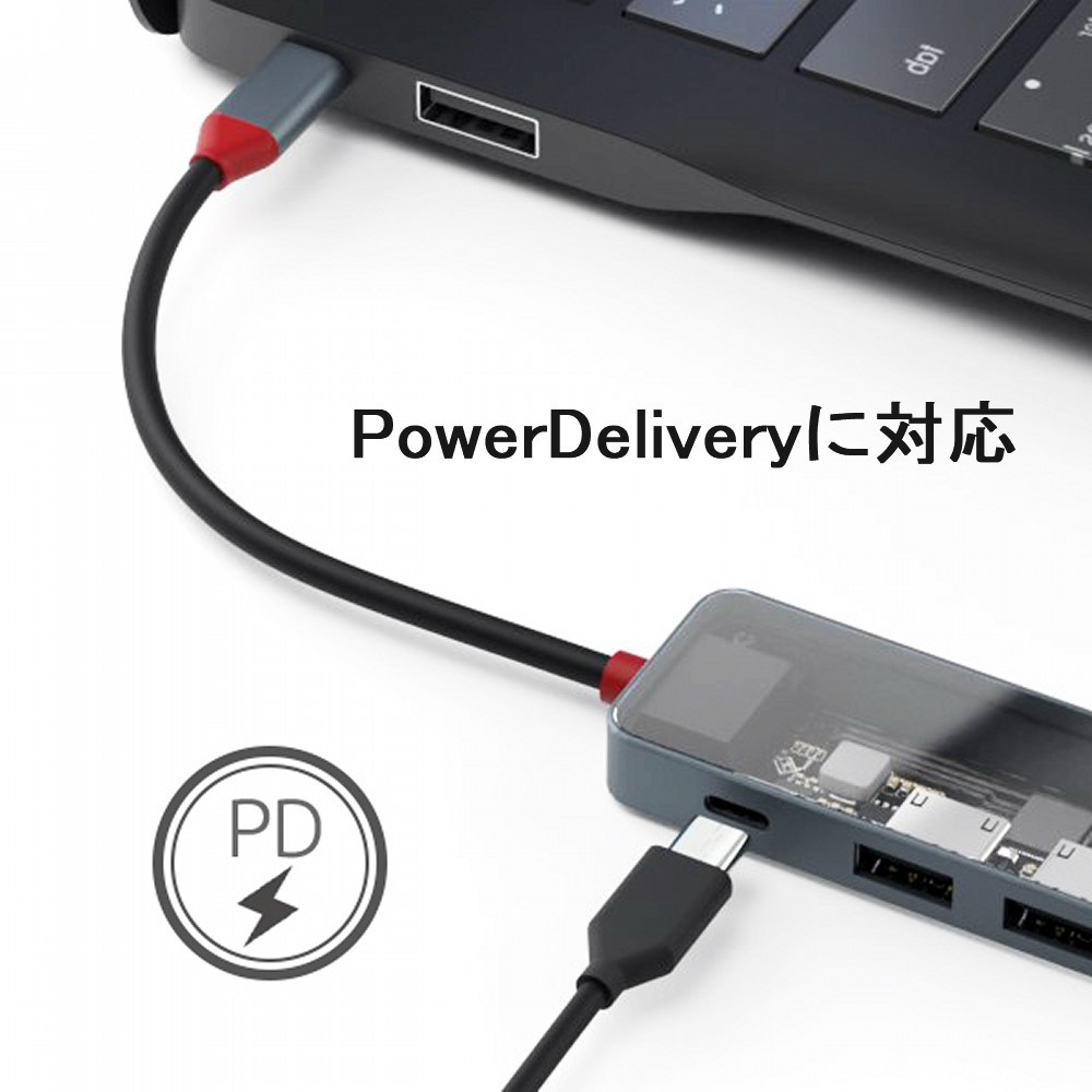 TypeC マルチアダプター SEE-THROUGH 6 [USB3.0x3 / USB2.0 x1 / TypeC