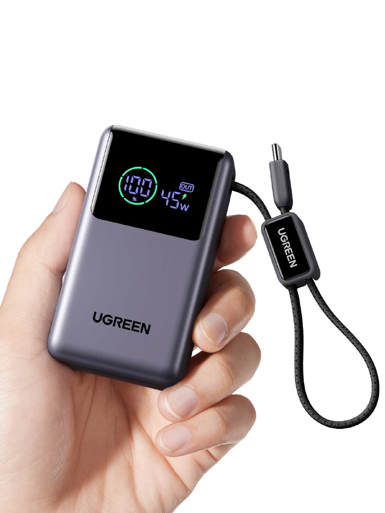 UGREEN Nexode 10000mAh USB-Cケーブル内蔵 モバイルバッテリー 55W