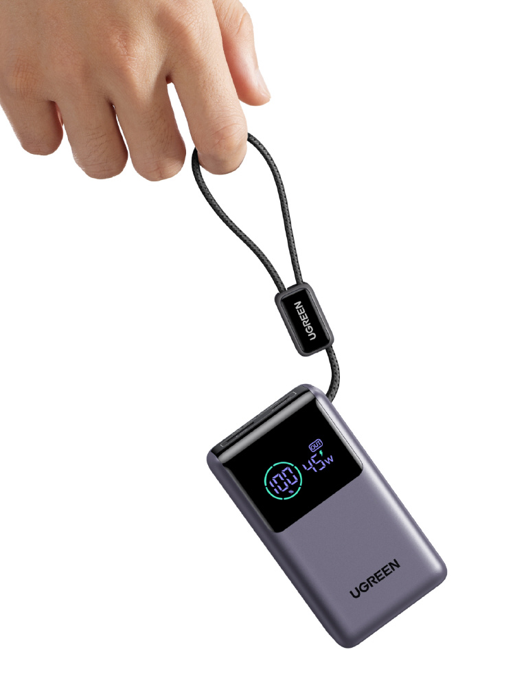 UGREEN Nexode 10000mAh USB-Cケーブル内蔵 モバイルバッテリー 55W