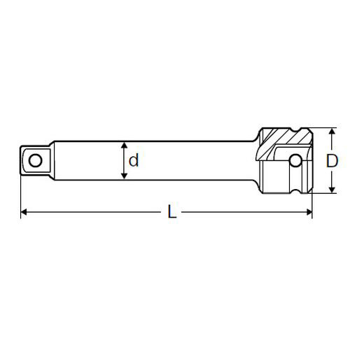 P8EX250 1インチインパクトレンチ用エクステンションバー250mm