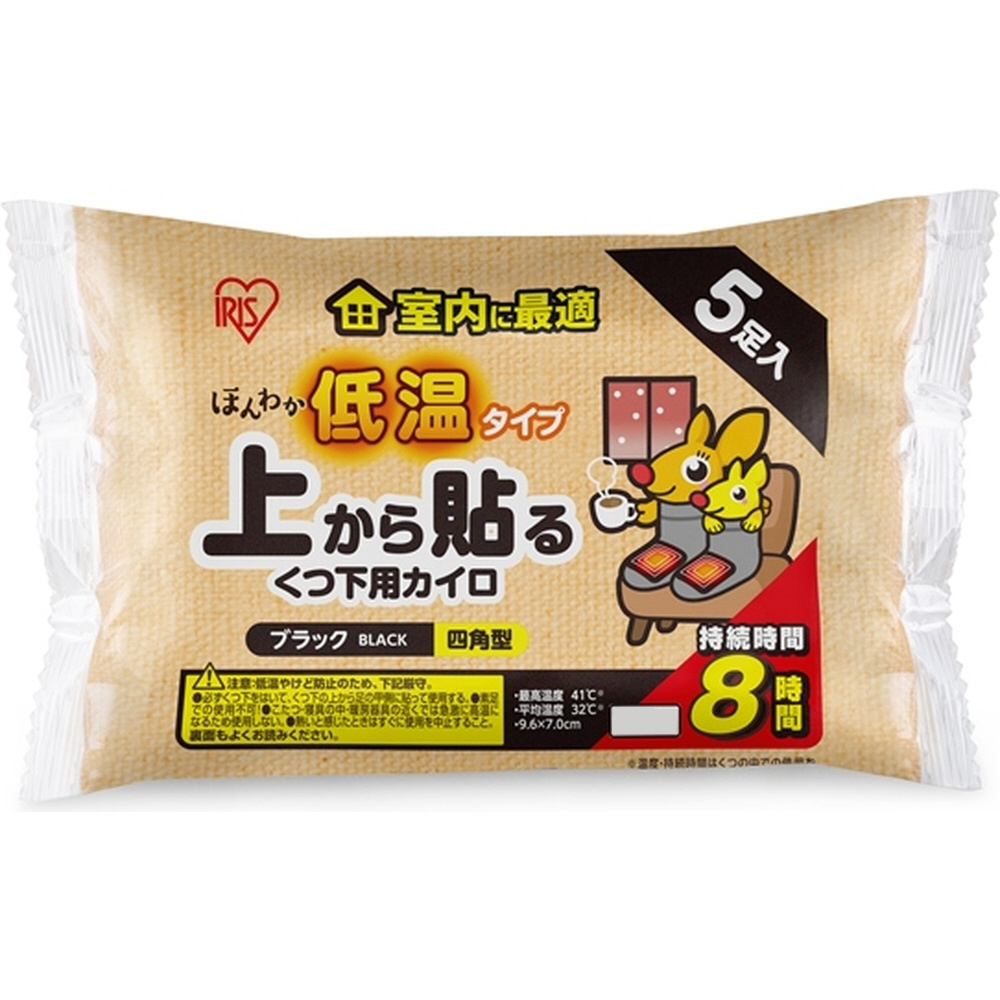 ぽかぽか家族 室内に最適 ほんわか低温カイロ 上から貼る靴下用 5足