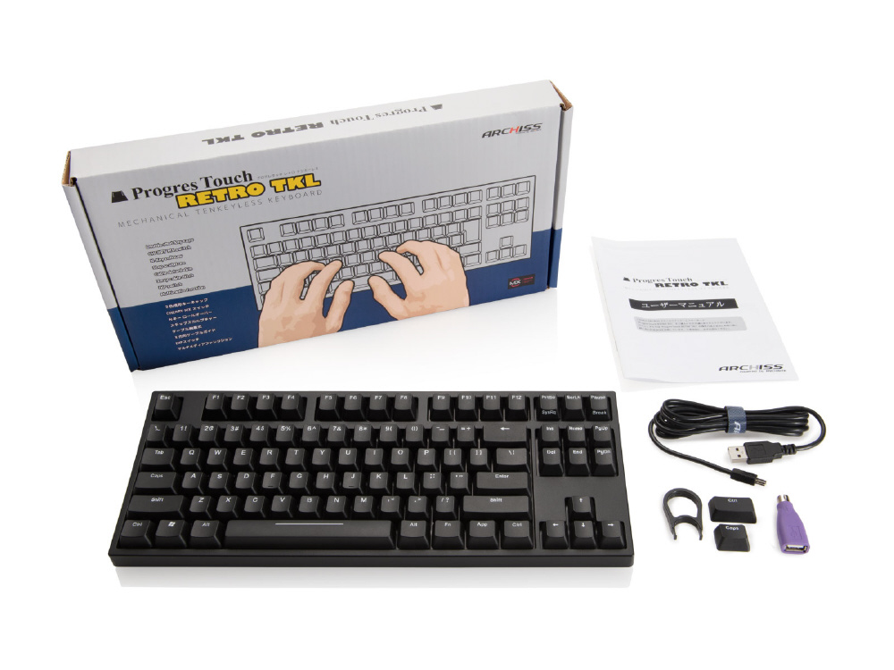 キーボード　Cherry MX 青軸 ProgresTouch RETRO TKL 黒 AS-KBPD87/CBK ［有線 /PS/2・USB］